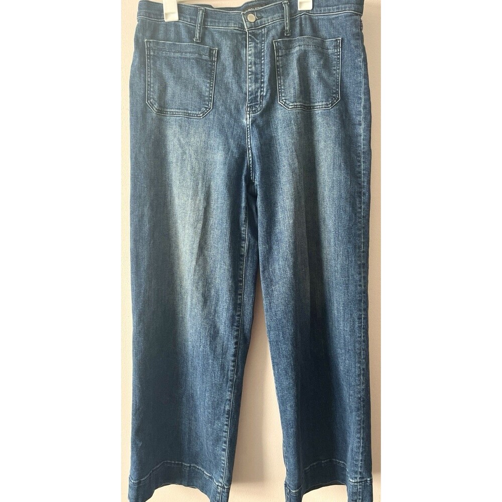 Banana Republic Patch Pocket Jeans 36 x 28 High Rise Wide Leg Denim With Stretch